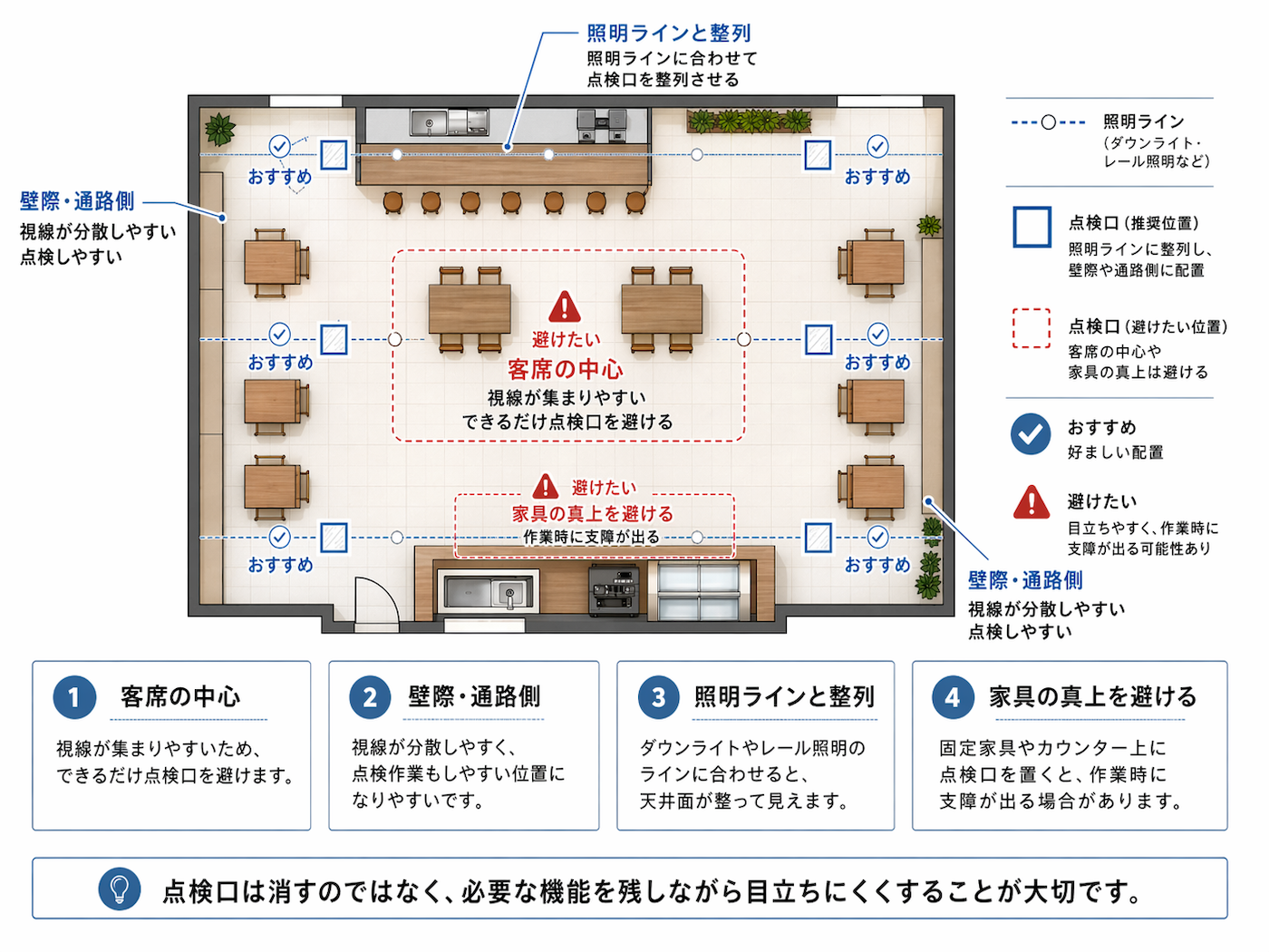 メンテナンス性も大事！点検口をデザインの邪魔にさせない隠しワザ