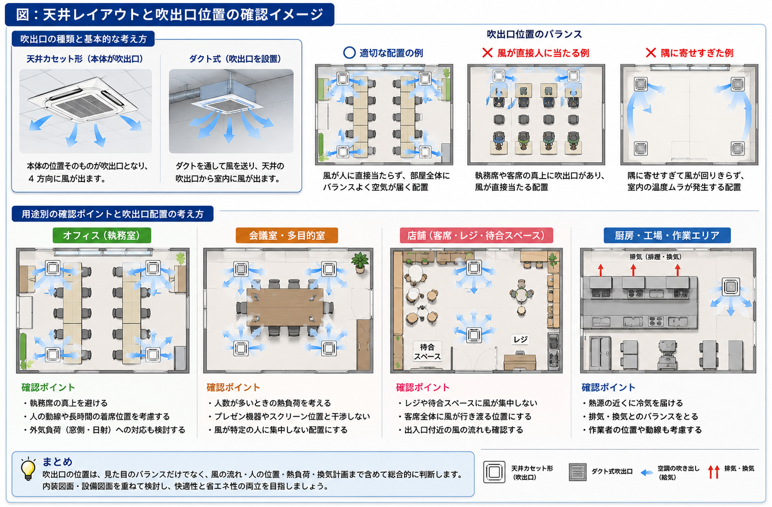 図：天井レイアウトと吹出口位置の確認イメージ